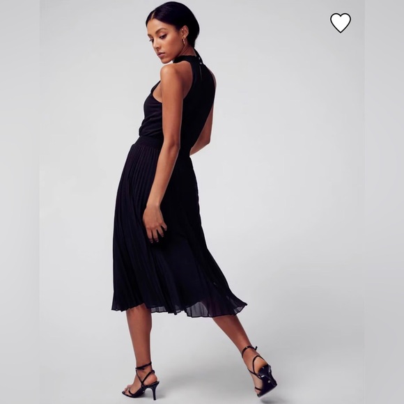 White House Black Market - Pleated Halter Midi Dress, Black, Size 10 - Picture 5 of 10